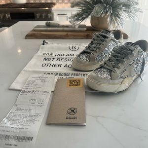 AUTHENTIC silver golden goose superstars